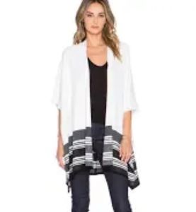Vince Graphic Stripe Poncho in Off White & Black